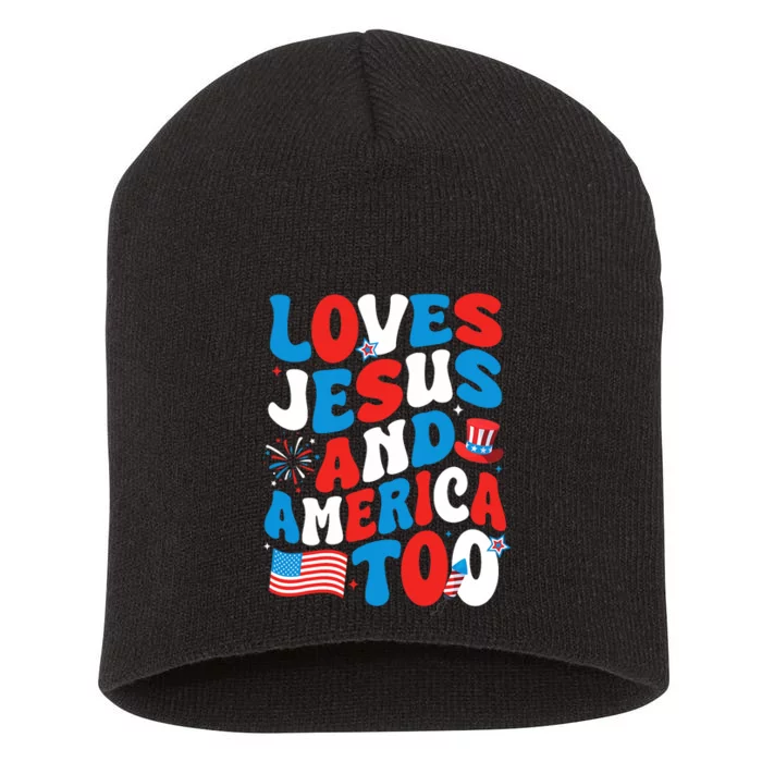 Patriotic Apparel Loves God America Too Perfect For July Short Acrylic Beanie