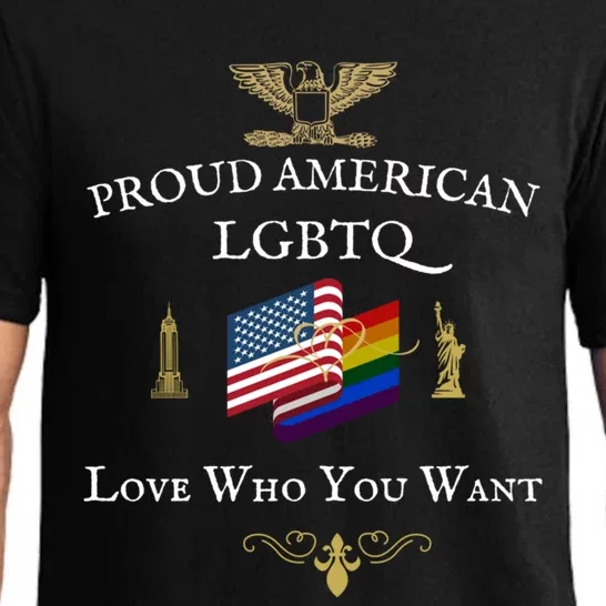 Proud American Lgbtq Love Who You Want Flag Heart Eagle Cute Gift Pajama Set