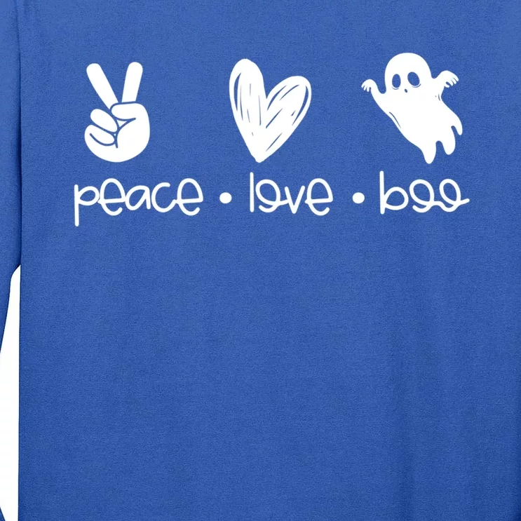 Peace And Love And Boo Ghost Halloween Autumn Fall Gift Tall Long Sleeve T-Shirt