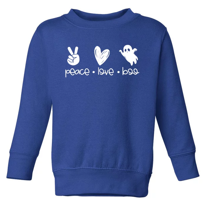 Peace And Love And Boo Ghost Halloween Autumn Fall Gift Toddler Sweatshirt