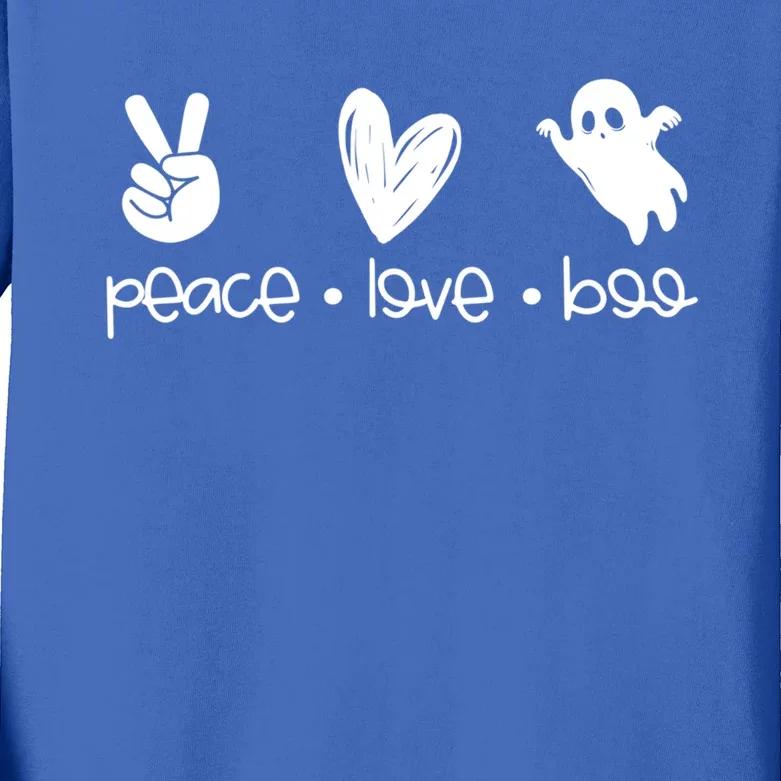 Peace And Love And Boo Ghost Halloween Autumn Fall Gift Kids Long Sleeve Shirt