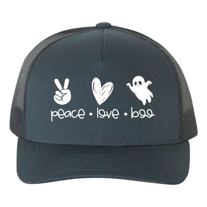 Peace And Love And Boo Ghost Halloween Autumn Fall Gift Yupoong Adult 5-Panel Trucker Hat