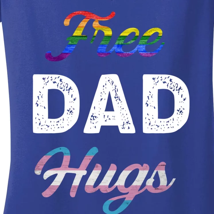 Proud Ally Lgbtq Gay Pride Month Free Dad Hugs Gift Women's V-Neck T-Shirt