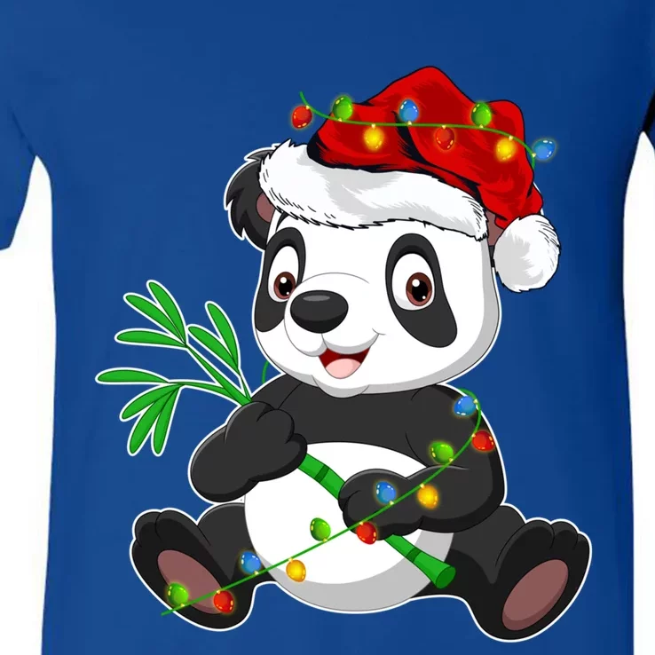 Panda Animal Lover Xmas Santa Hat Panda Christmas Gift V-Neck T-Shirt