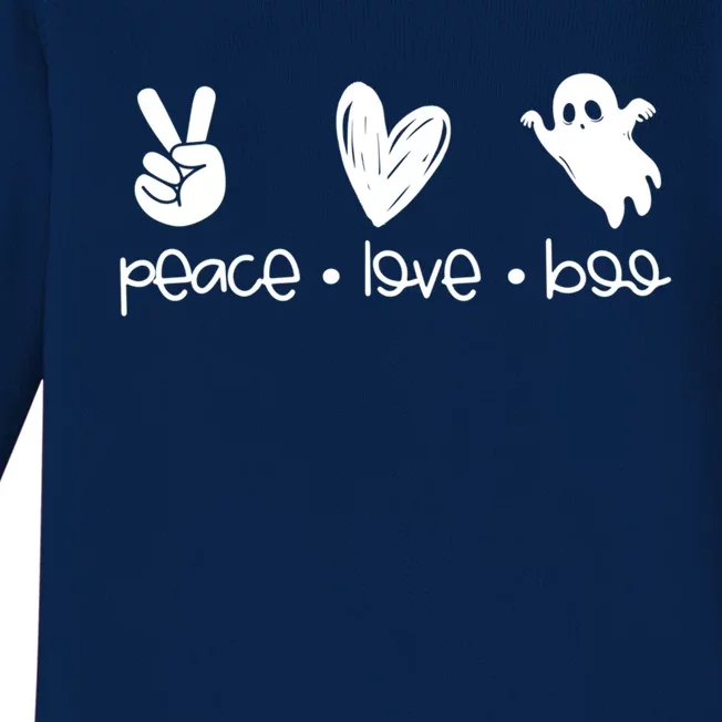 Peace And Love And Boo Ghost Halloween Autumn Fall Gift Baby Long Sleeve Bodysuit