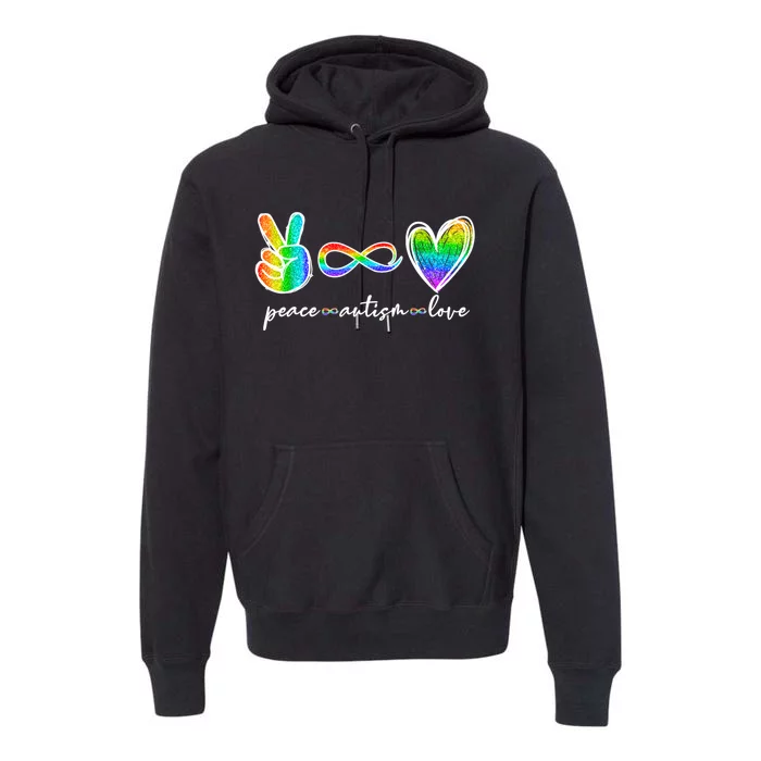 Peace Autism Love Infinity Symbol Autism Awareness Premium Hoodie