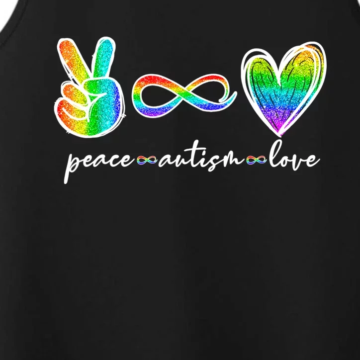 Peace Autism Love Infinity Symbol Autism Awareness Performance Tank