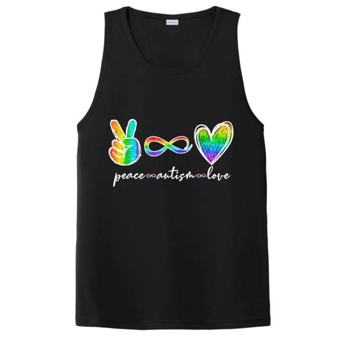 Peace Autism Love Infinity Symbol Autism Awareness Performance Tank