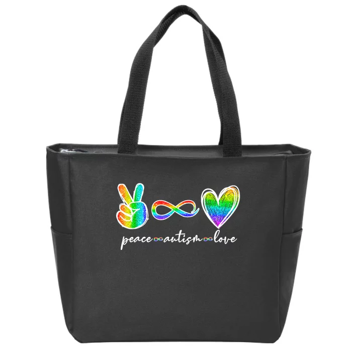 Peace Autism Love Infinity Symbol Autism Awareness Zip Tote Bag