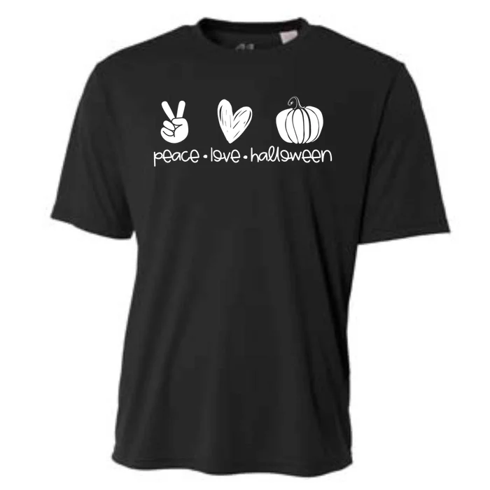 Peace And Love And Halloween Pumpkin Autumn Fall Meaningful Gift Cooling Performance Crew T-Shirt