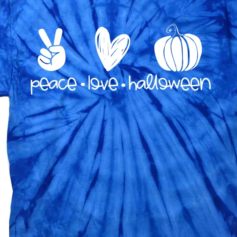 Peace And Love And Halloween Pumpkin Autumn Fall Meaningful Gift Tie-Dye T-Shirt