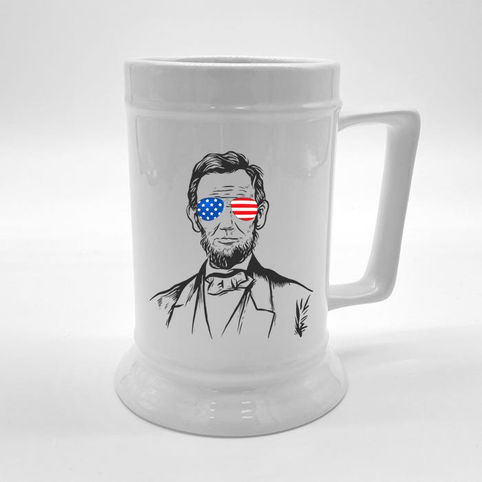 President Abraham Lincoln Portrait Usa America Sunglasses Front & Back Beer Stein