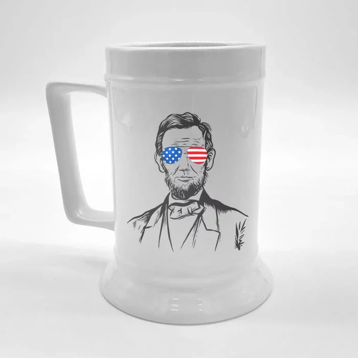 President Abraham Lincoln Portrait Usa America Sunglasses Front & Back Beer Stein