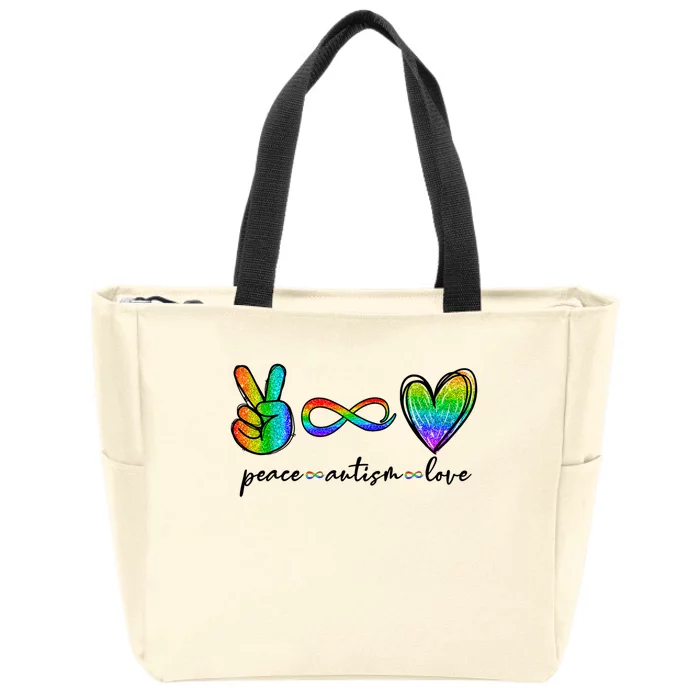 Peace Autism Love Infinity Symbol Autism support Zip Tote Bag