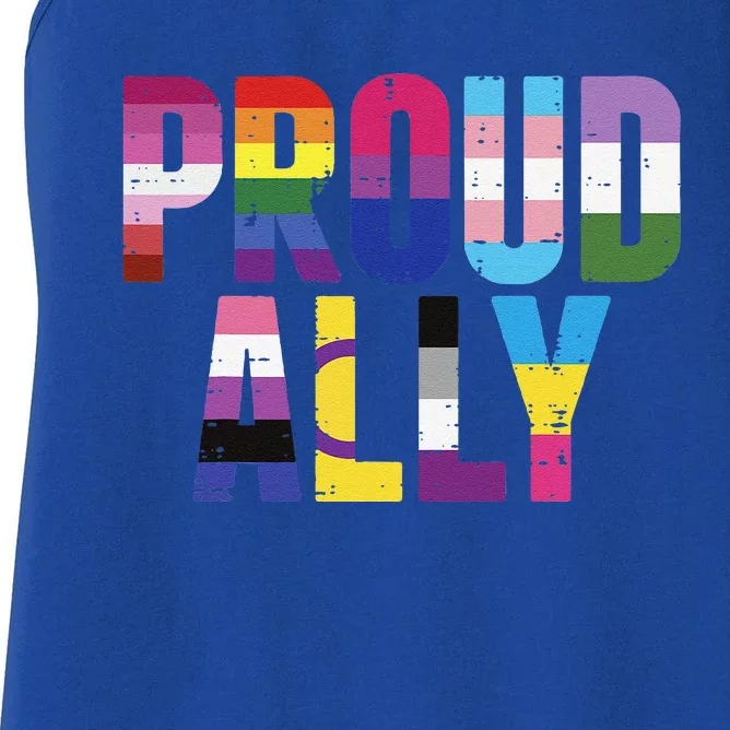 Proud Ally Lgbtq Lesbian Gay Bisexual Transg Pan Queer Gift Women's Racerback Tank