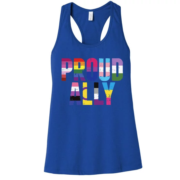 Proud Ally Lgbtq Lesbian Gay Bisexual Transg Pan Queer Gift Women's Racerback Tank