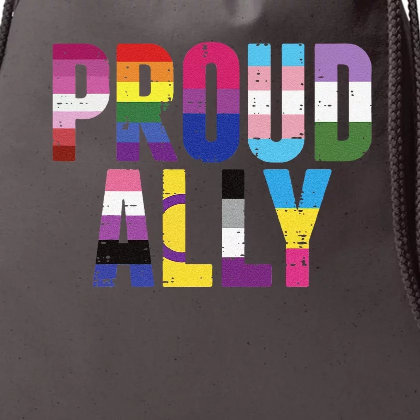 Proud Ally Lgbtq Lesbian Gay Bisexual Transg Pan Queer Gift Drawstring Bag