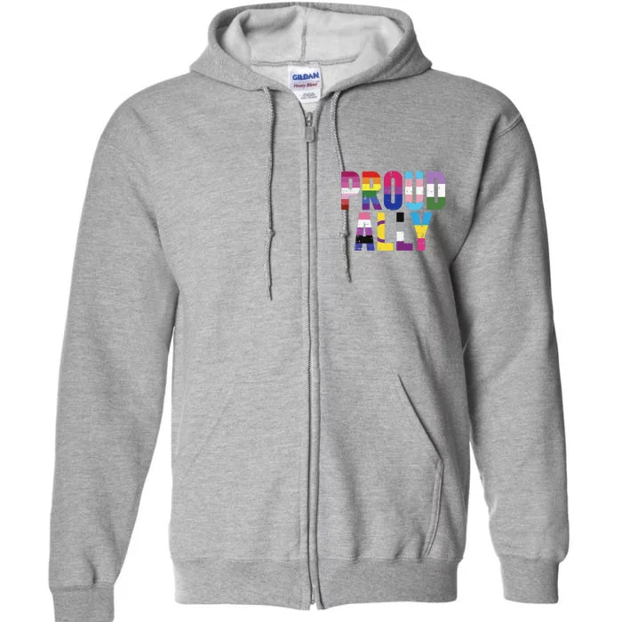 Proud Ally Lgbtq Lesbian Gay Bisexual Transg Pan Queer Gift Full Zip Hoodie