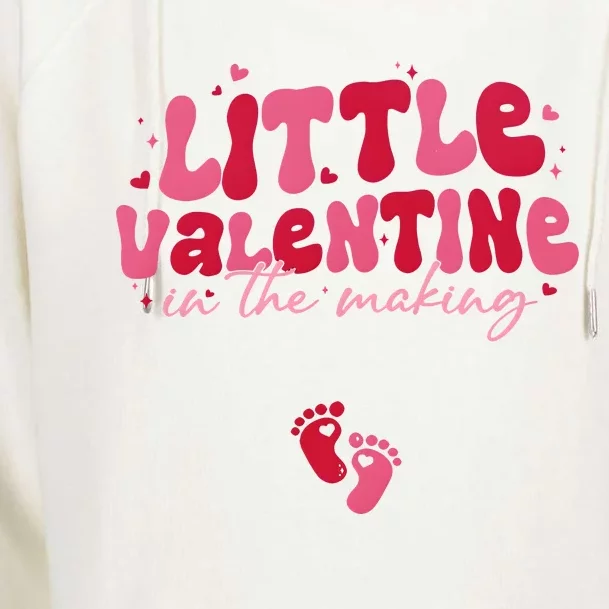 Pregnancy Announcement Little Valentine In The Making Womens Funnel Neck Pullover Hood