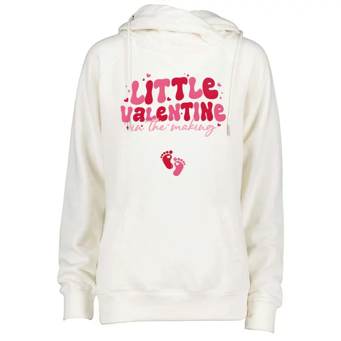 Pregnancy Announcement Little Valentine In The Making Womens Funnel Neck Pullover Hood