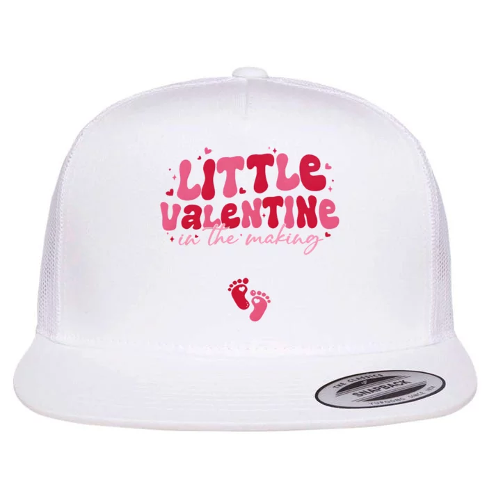 Pregnancy Announcement Little Valentine In The Making Flat Bill Trucker Hat