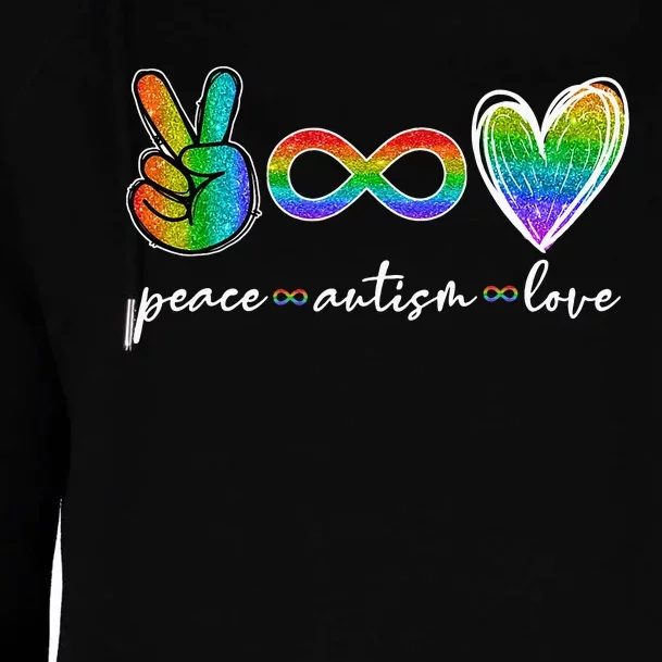 Peace Autism Love Infinity Symbol Autism Awareness Womens Funnel Neck Pullover Hood