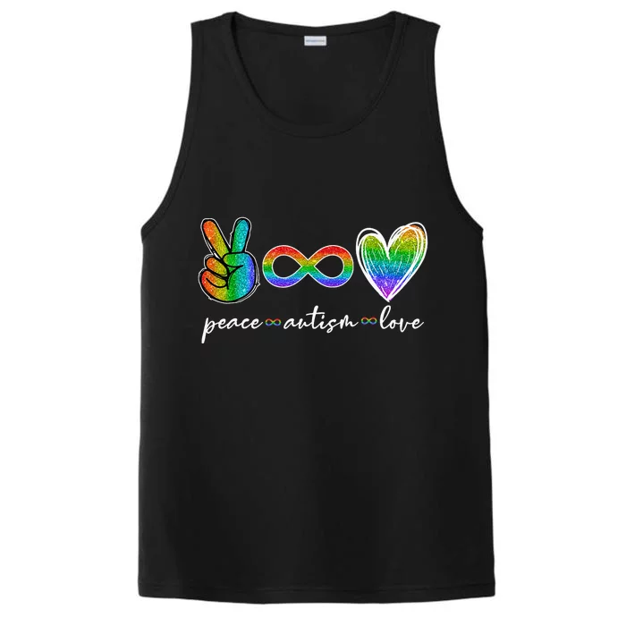 Peace Autism Love Infinity Symbol Autism Awareness Performance Tank