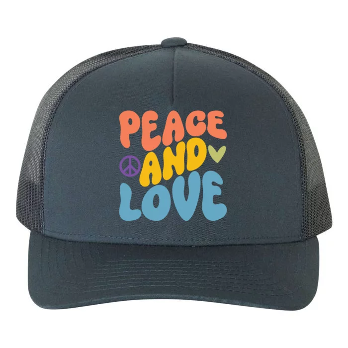 Peace And Love Hippie Yupoong Adult 5-Panel Trucker Hat