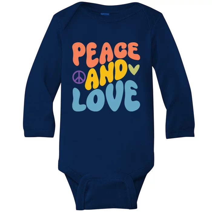 Peace And Love Hippie Baby Long Sleeve Bodysuit