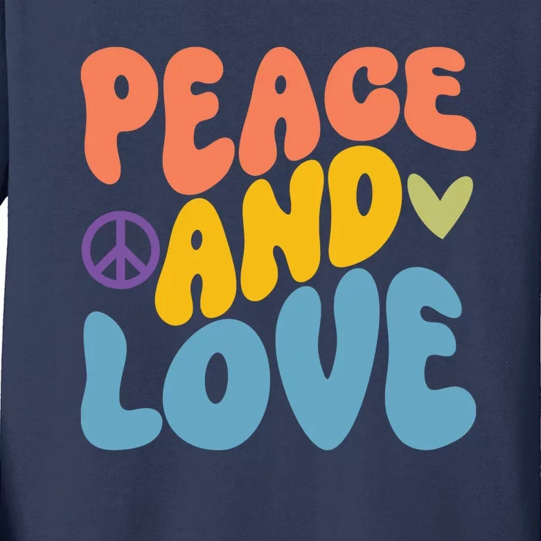 Peace And Love Hippie Kids Long Sleeve Shirt