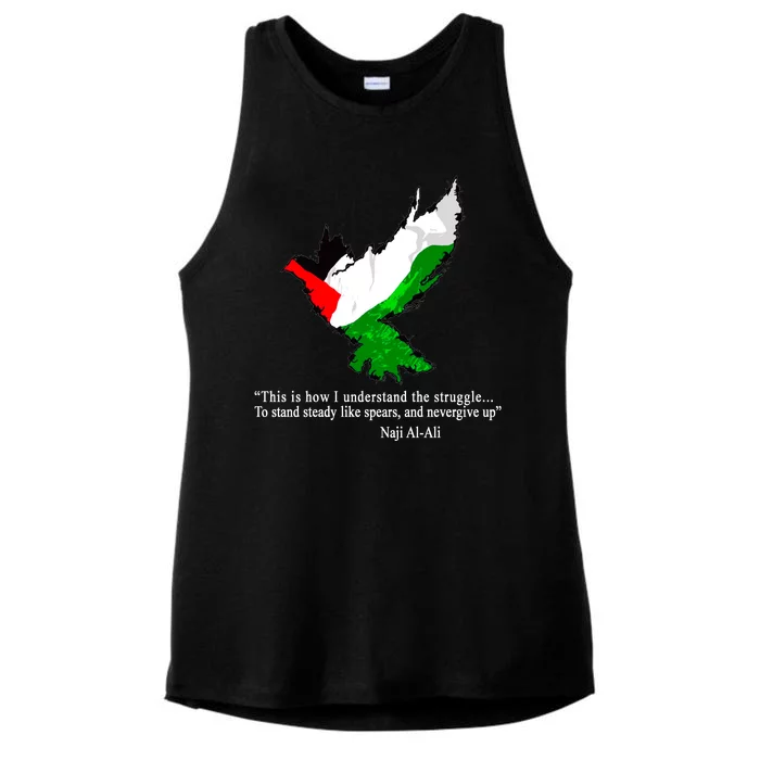 Palestine Flag Eagle Dove Naji Al-Ali Ladies Tri-Blend Wicking Tank