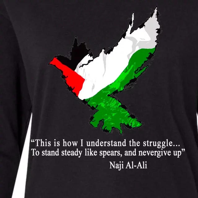 Palestine Flag Eagle Dove Naji Al-Ali Womens Cotton Relaxed Long Sleeve T-Shirt