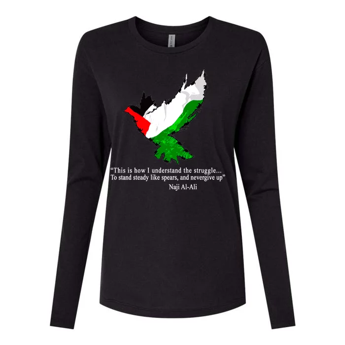 Palestine Flag Eagle Dove Naji Al-Ali Womens Cotton Relaxed Long Sleeve T-Shirt