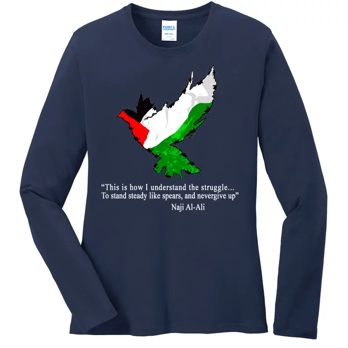 Palestine Flag Eagle Dove Naji Al-Ali Ladies Long Sleeve Shirt