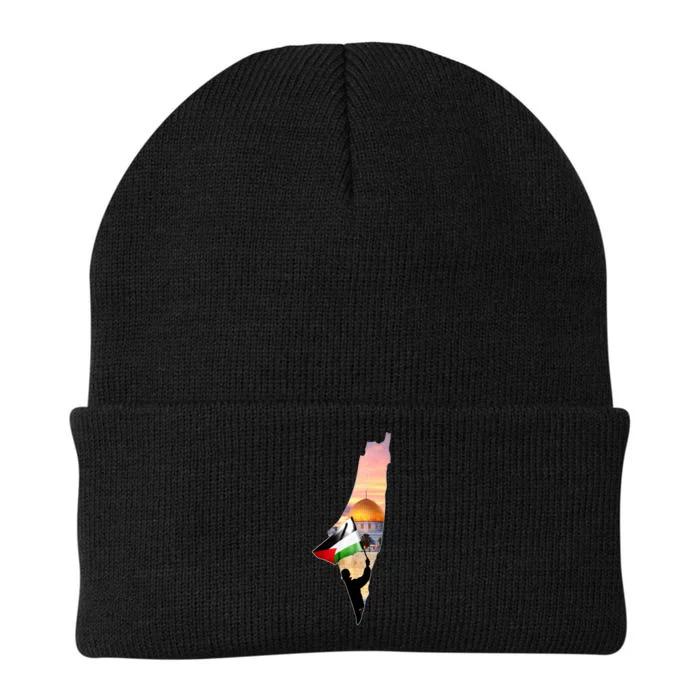 Palestine Map Flag Jerusalem's City Support Gaza Knit Cap Winter Beanie