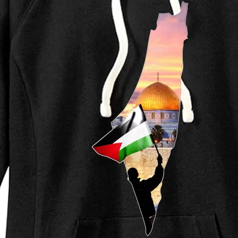 Palestine Map Flag Jerusalem's City Support Gaza Women's Fleece Hoodie