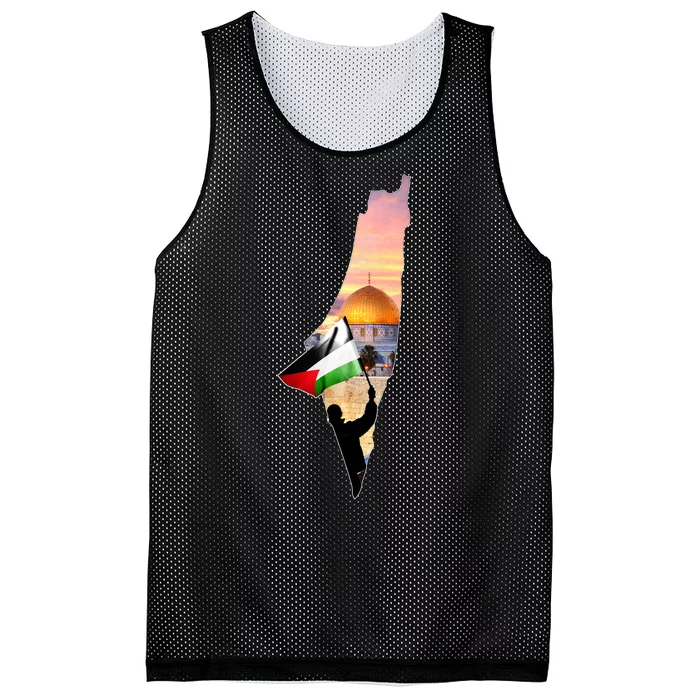 Palestine Map Flag Jerusalem's City Support Gaza Mesh Reversible Basketball Jersey Tank