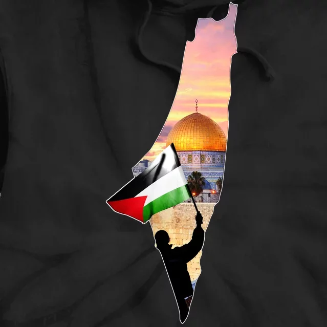 Palestine Map Flag Jerusalem's City Support Gaza Tie Dye Hoodie