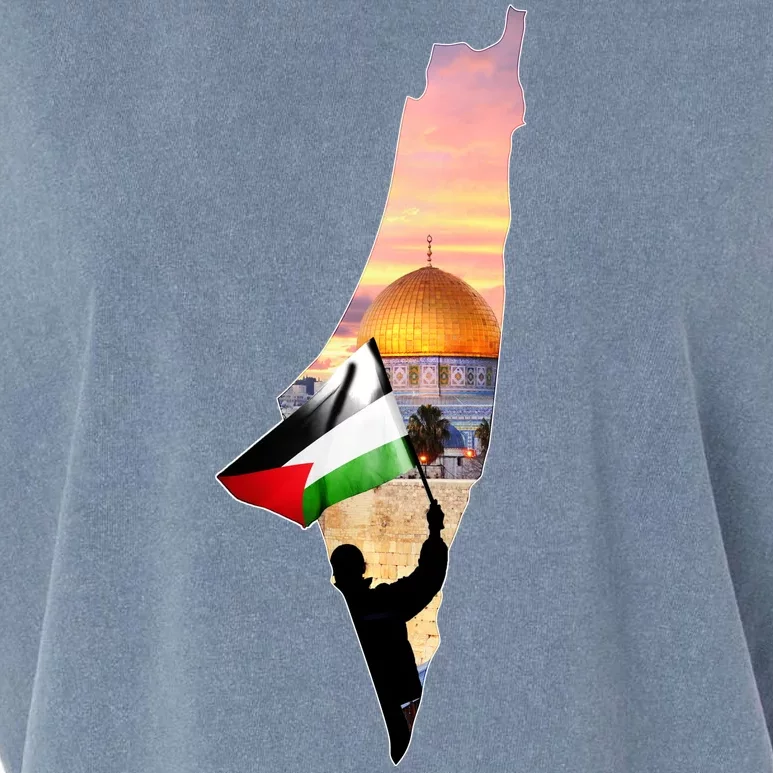 Palestine Map Flag Jerusalem's City Support Gaza Garment-Dyed Women's Muscle Tee