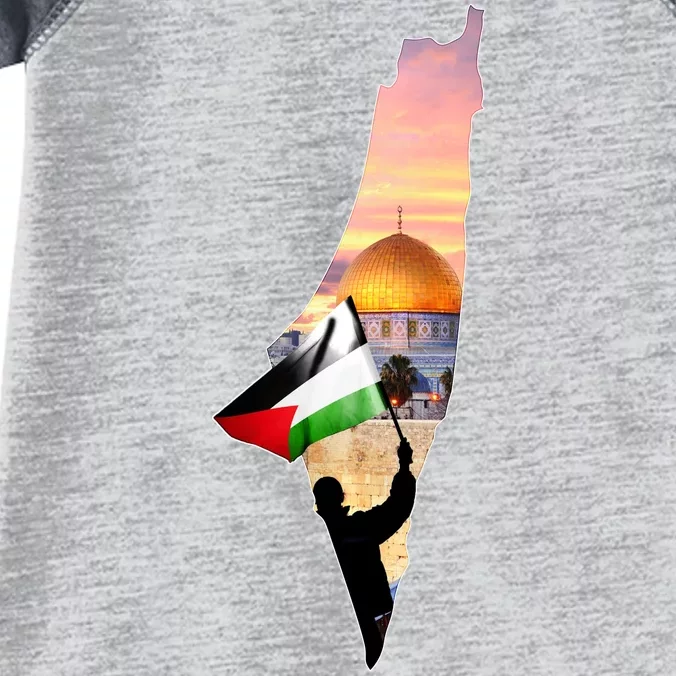 Palestine Map Flag Jerusalem's City Support Gaza Infant Baby Jersey Bodysuit