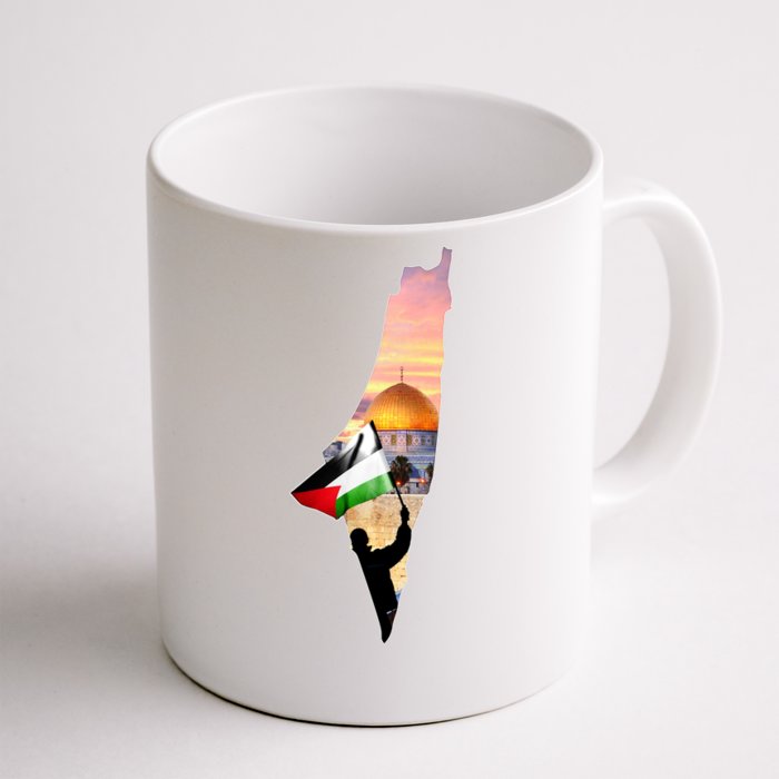 Palestine Map Flag Jerusalem's City Support Gaza Front & Back Coffee Mug