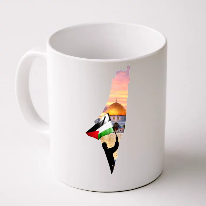 Palestine Map Flag Jerusalem's City Support Gaza Front & Back Coffee Mug