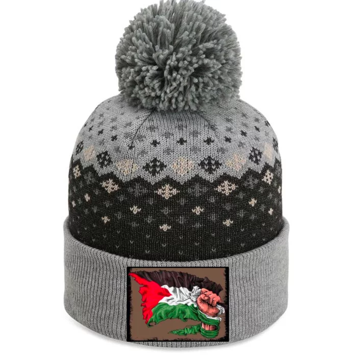 Palestine Raised Fist Free Palestine The Baniff Cuffed Pom Beanie