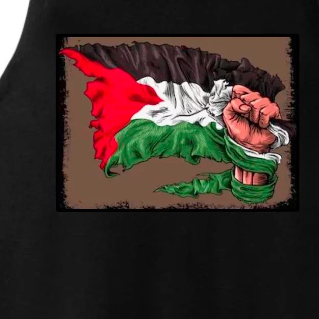 Palestine Raised Fist Free Palestine Ladies Tri-Blend Wicking Tank