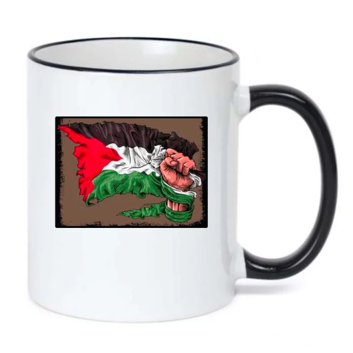 Palestine Raised Fist Free Palestine Black Color Changing Mug