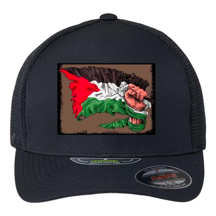 Palestine Raised Fist Free Palestine Flexfit Unipanel Trucker Cap