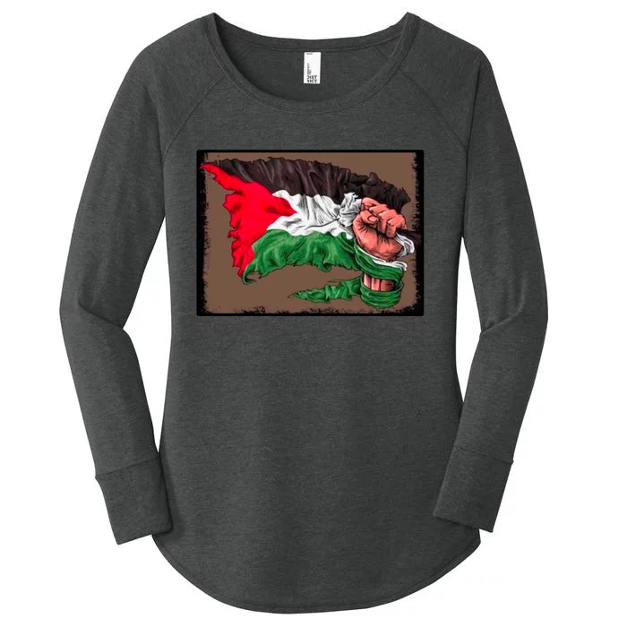 Palestine Raised Fist Free Palestine Women's Perfect Tri Tunic Long Sleeve Shirt