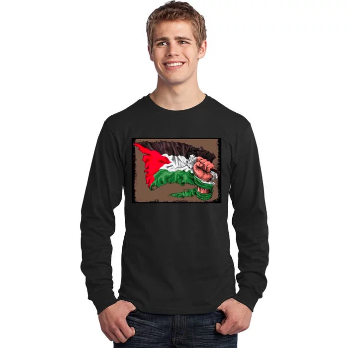 Palestine Raised Fist Free Palestine Tall Long Sleeve T-Shirt