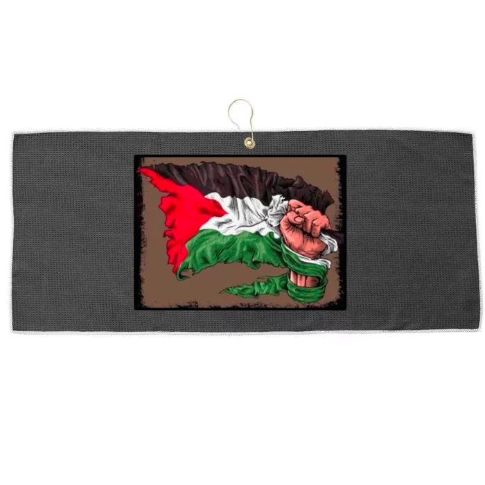 Palestine Raised Fist Free Palestine Large Microfiber Waffle Golf Towel