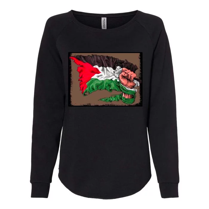 Palestine Raised Fist Free Palestine Womens California Wash Sweatshirt